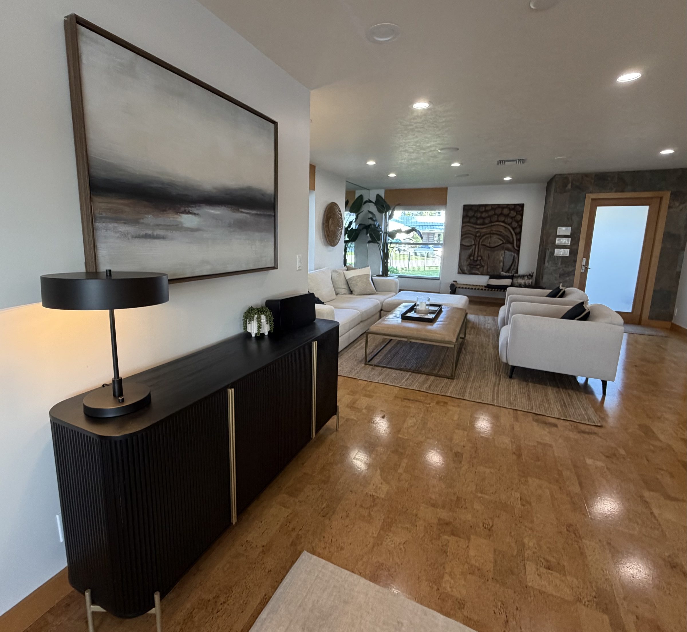 South Florida residence — entry with black buffet